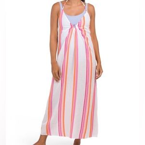 Trina Turk Sweet Stripe Plunge Halter Cover-up Dress NWT